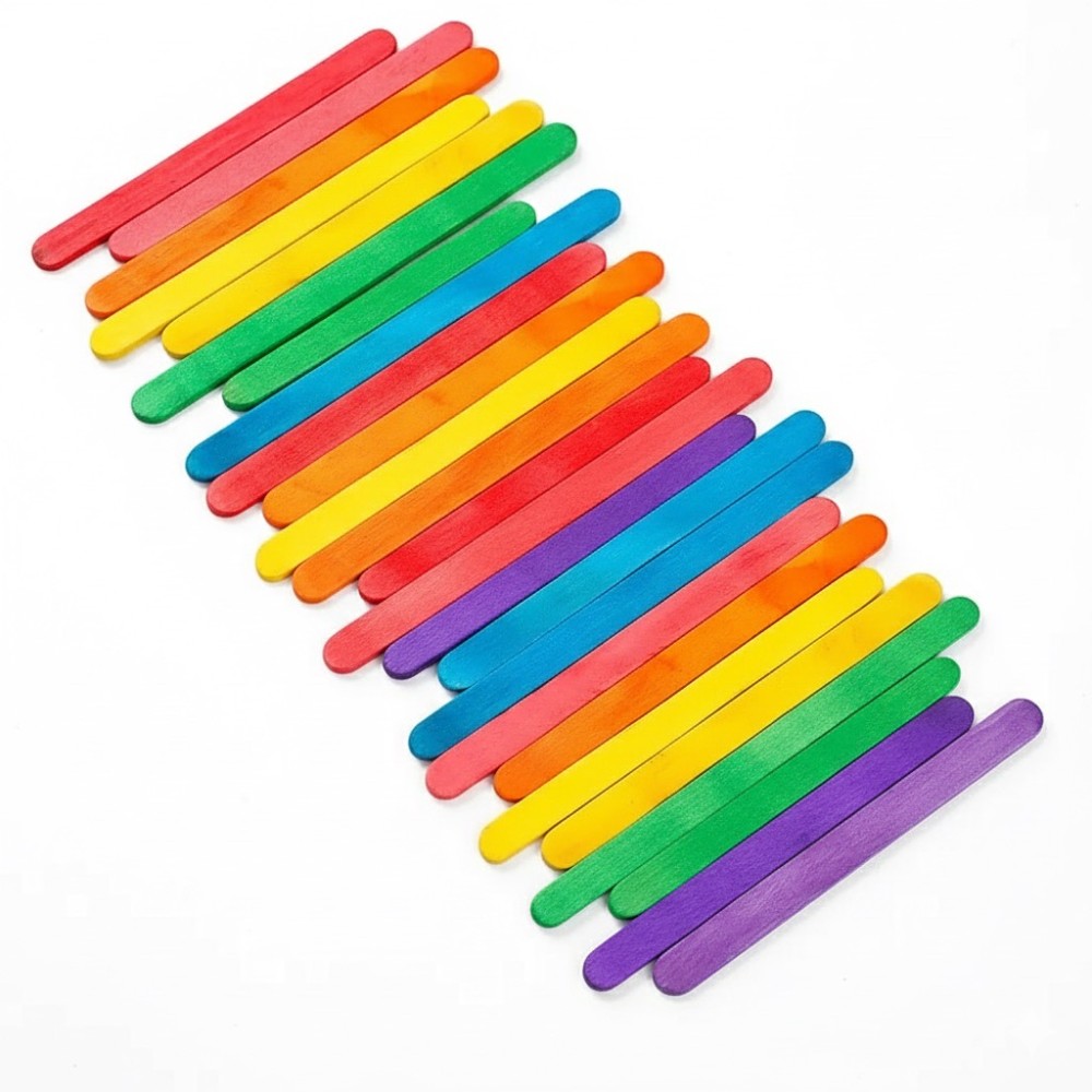 50Pcs Colored Wooden Popsicle  - Art Craft Stick recension och pris