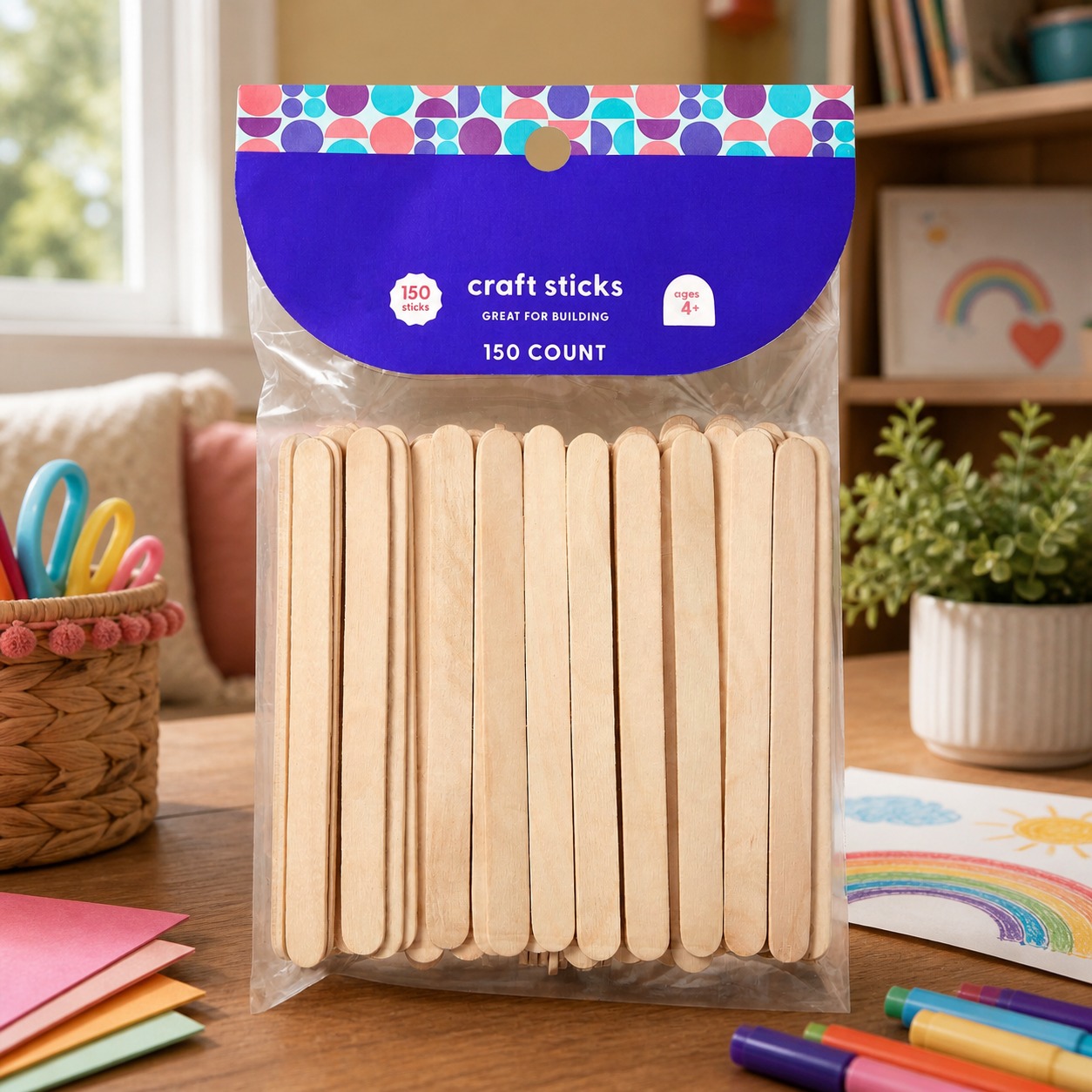 150ct Natural Wooden Craft Sti - Art Craft Stick recension och pris