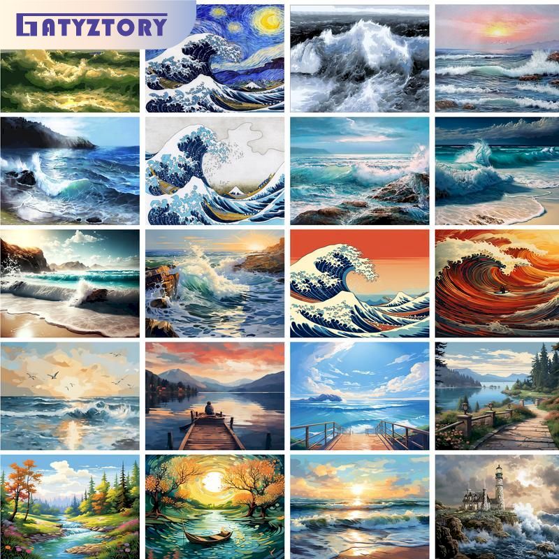 GATYZTORY Framed Ocean Beach R - Art Craft Number recension och pris